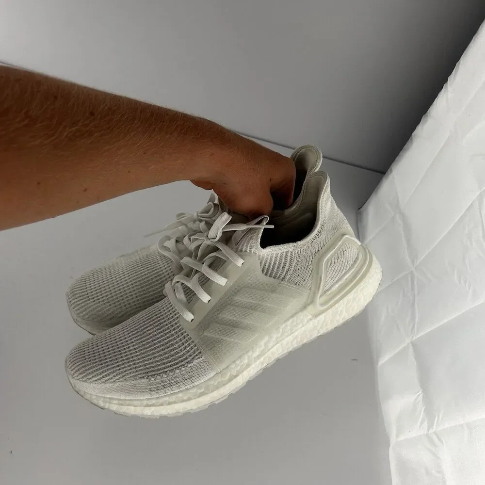 Used Adidas UltraBoost 20 Triple White 12 Running Cross Training Casual Shoes